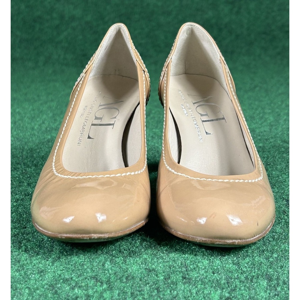 AGL Attilio Giusti‎ Leombruni Beige Leather Pump Heels Italy Made Women 8 (38) - Picture 5 of 12
